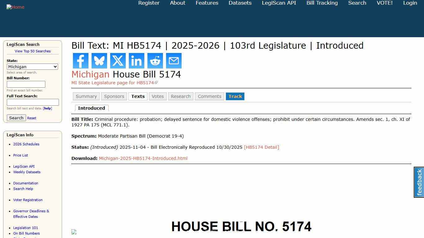 Bill Text: MI HB5174 2025-2026 103rd Legislature Introduced LegiScan