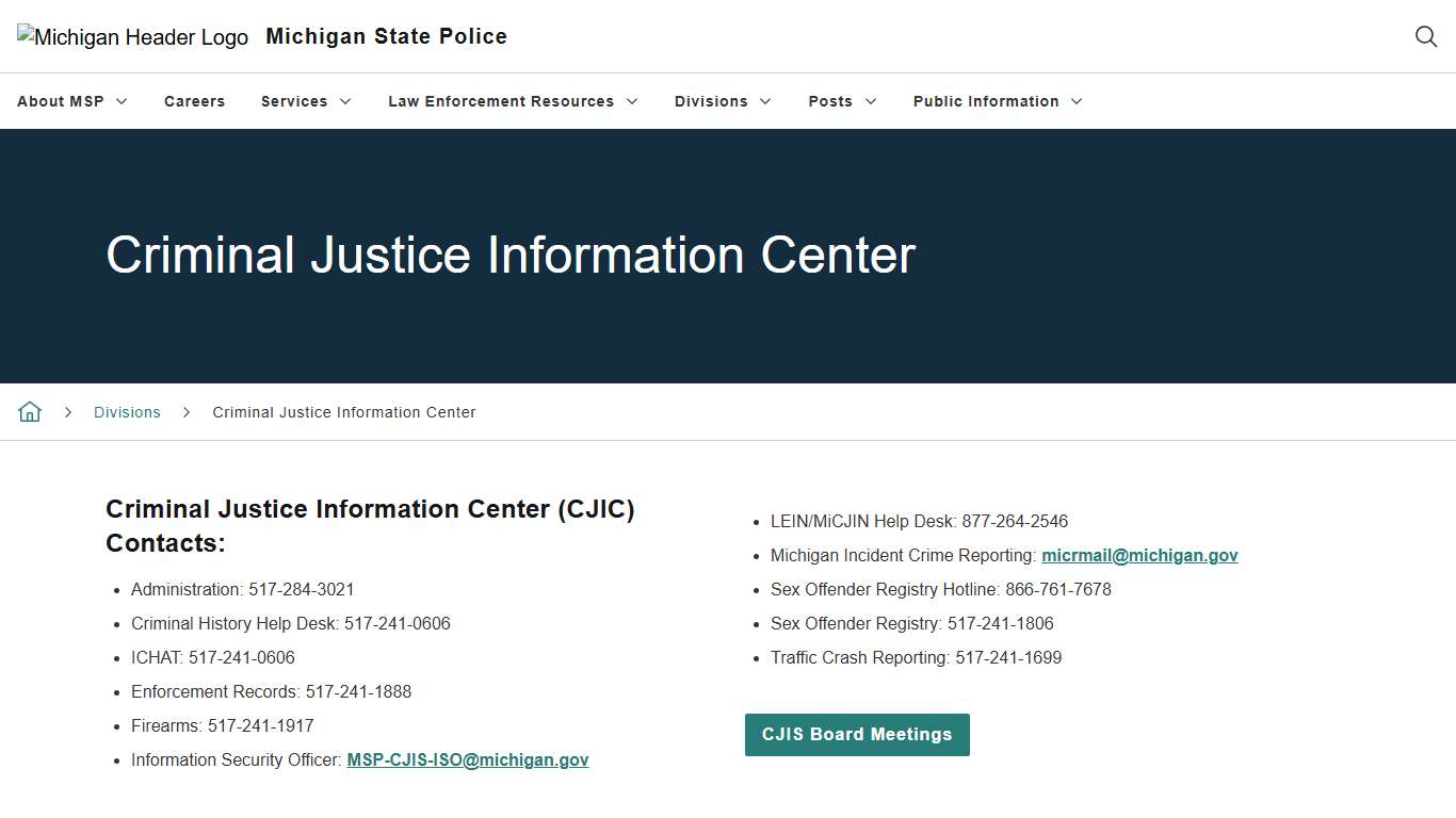 Criminal Justice Information Center